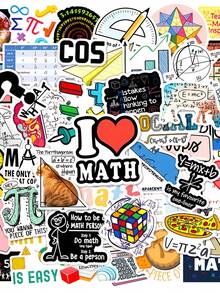 50PCS Geometric Math Symbol Theme Graffiti Decorative Stickers, Fun Personalized Style, Suitable For Helmet Decoration, Car Decoration, Party Decoration, Office Decoration, Label Stickers, Laptop, Water Bottle Stickers, Fashion Decoration - Mathematics - View 1
