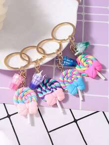 1pc Realistic Food Keychain Ice Cream Lollipop Keychain, Keyring, Girls Bag Charm - Multicolor - View 2