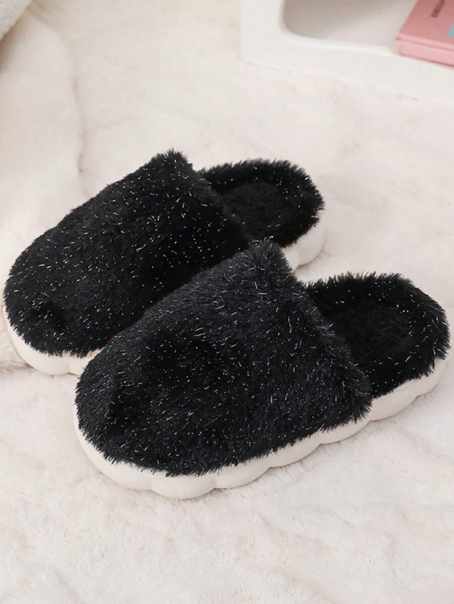 Girls' Thick Home Slippers, Mid-To-Large Children, Slippers, Autumn/Winter - Black - View 1
