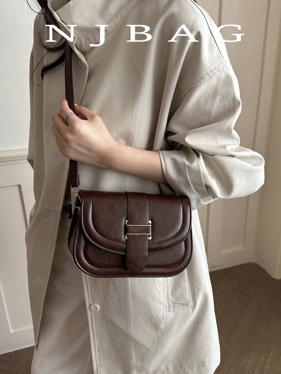 Fashion Mini Minimalist Flap Crossbody Bag Women's Bag Mini Flap Saddle Bag - Coffee - View 1