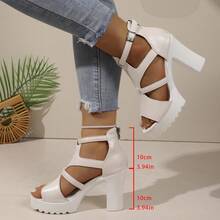 Women's Buckle Design Fashion Daily Wear High Heel Sandals - White - View 15