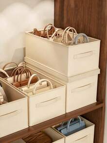 Wardrobe Handbag Storage Box, Divided Fabric Storage Bin, Large Capacity With Handle Bag Organizer, Foldable Bedroom Storage Bucket, Housewarming Gift, Holiday Essential, Halloween Must-Have - Multicolor - View 5