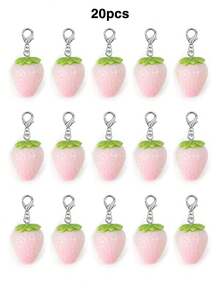 10/20pcs Strawberry Keychain Lobster Clasp Alloy Oil Drop Pendant Accessories Handmade DIY Material Bag Charm - Strawberry - View 8