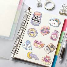 50Pcs Cute Positive Quote Stickers, Kawaii Inspirational Motivational Vinyl Decals For Laptop Water Bottle Journal Scrapbook - Multicolor - View 2