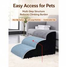 New Pet Home Stairs Multi-Layer Steps Small Dog Ramp Cat Ladder Up And Down Bed Small Stairs Removable Washable Cover 3D Large Particle Fleece Fabric Prevent Slipping Comfortable Wear-Resistant Can Solve Pet Up And Down Issues Reduce Pet Climbing Leg Burden Sloped Design Zipper Removable Washable Cover Anti-Slip Design Bottom More Stable - Grey - View 7