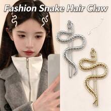 1pc/2pcsDark Cool Girl Hair Accessory, Unique Snake Shaped Hair Clip, Versatile Side Bang Hairpin For Women - Multicolor - View 3