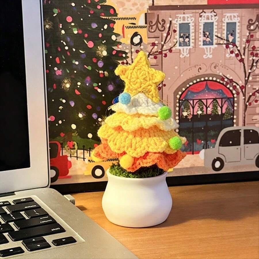 1件手工編織聖誕樹裝飾品,彩色聖誕樹造型,3色可選,適用於客廳、臥室、辦公室、桌面、窗台、展示櫃,居家裝飾,母親節、聖誕禮物,溫馨小飾品,冬季禮物,隨機款式 - 彩色 - 查看 1