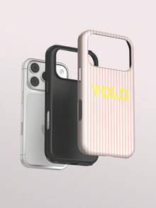 KOOLIFE "YOLO" Stylish Phone Case, Compatible With IPhone 18 Pro Max, 17 Pro Max, 16 Pro Max, 15 Pro Max, 14, 13, 12, 11 - Pink Stripes - View 4