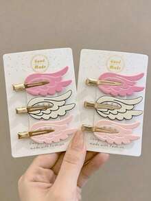 1/2/6pcs Alligator Hair Clips Sweet Angel Side-Parting Hair Clips, Seamless Summer Versatile Women's Hair Accessories, Suitable For Daily And Campus Wear - Multicolor - View 1