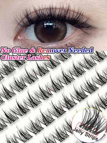 90PCS C-Type Curled Non Adhesive False Eyelashes, Non Adhesive Design, Press Type Self-Adhesive Eyelashes, Reusable, Durable, Lightweight False Eyelash Extension, Suitable For All Places, Eyelashes, False Eyelashes, Non Adhesive Eyelashes - C - View 2