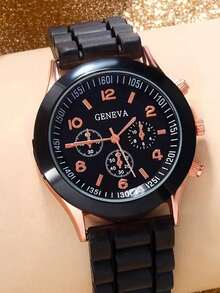 4pcs Minimalist Casual Couple Watches Set, Romantic Sweet Cool Black & White Heart-Shaped Double Watch Set (Includes Black Silicone Strap Black Dial Rose Gold Arabic Numeral Quartz Watch, White Silicone Strap White Dial Rose Gold Arabic Numeral Quartz Watch, Black Heart-Shaped Bracelet, White Heart-Shaped Bracelet) - Multicolor - View 3