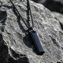 Kalung Liontin Persegi Panjang Pria yang Modis dan Populer, Terbuat dari Baja Tahan Karat, Cocok sebagai Hadiah Perhiasan dan untuk Tampilan yang Bergaya. - MultiWarna - View 4