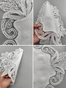 1件白色花朵造型餐墊，清新法式刺繡桌墊，適用居家早午餐、陽台下午茶、戶外庭院，春夏通用桌旗咖啡桌墊杯墊 - 彩色 - 查看 5