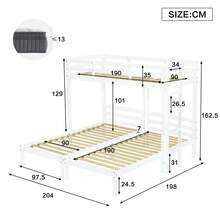 Bunk Bed Triple Sleeper With Side, 3FT, White (90x190cm) (Mattress Not Included) - 1 - View 5