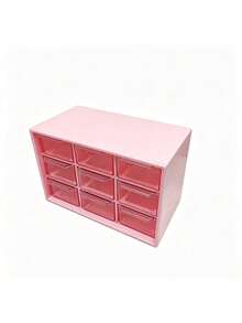 1pc 9-Grid Plastic Desktop Storage Box, Drawer-Style Desktop Organizer, Hair Accessory Storage Box, Room Decor, Girls/Baby Girls Supplies Storage - Multicolor - View 8