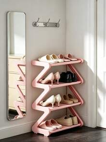 Z-Shaped Plastic Floor Shoe Rack, Multi-Functional Large Capacity Storage Organizer, Easy Assembly, Space-Saving Storage Rack For Home And Dorm, Suitable For Living Room And Bedroom - Multicolor - View 9
