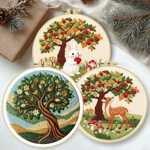 15*15cm/5.9*5.9in 20*20cm/7.9*7.9in,Growing Tree Embroidery Kit, DIY Handmade Embroidery Set For Adult Beginners, Home Gift, Women's Sewing Gift, Including User Manual, Printed Pattern Fabric, Embroidery Frame, Needle And Thread. - Growing Tree - View 11