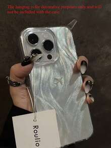 1pc TPU Feather Yarn Glitter Anti-Fall Phone Case, Minimalist Design, Compatible With IPhone X XR XS Max 11 12 13 13 Pro 13 Pro Max 14 Pro Max 15 15 Pro 15 Plus 15 Pro Max 16 16 Pro 16 Plus 16 Pro Max 17 17 Air 17 Pro 17 Pro Max Series (Tag Is For Decoration Only, Product Includes Phone Case Only) - Multicolor - View 2