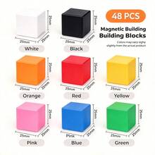 2.5cm Solid Color Magnetic Cube Building Blocks Set, Candy Color Children's Magnetic Square Construction Toys, Creative Learning Gift For Classroom, Educational Magnetic Toys For Boys And Girls, Random Color - Multicolor - View 8