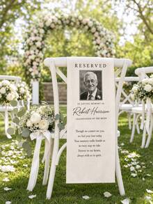 Custom Memorial Wedding Chair Back Banner, Personalized Reserved Seat Sign, Memorial Photo Tapestry, Bridal Gift For Grandfather - Multicolor - View 5