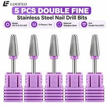 5Pcs Rounded Cone Stainless Steel Nail Drill Bit Set, 3/32" Shank E-File Accessories For Cuticle Cleaning, Nail Prep And Manicure XXF Grit - Mauve Purple - View 1