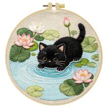 15*15cm/5.9*5.9in 20*20cm/7.9*7.9in,Mischievous Cats Embroidery Kit, DIY Handmade Embroidery Set For Adult Beginners, Home Gift, Women's Sewing Gift, Including User Manual, Printed Pattern Fabric, Embroidery Frame, Needle And Thread. - Mischievous Cats - View 16