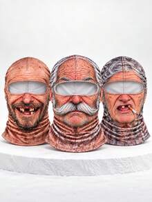 1pc Funny Realistic Face Hood Mask Ski Mask Suitable For Elderly, 3D Printed Full Face Winter Style - Multicolor - View 7