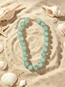 1pc European & American Bohemian Geometric Beaded Exaggerated Mixed Color Beaded Necklace For Women, Summer Beach Vacation - Beaded Necklace - View 7