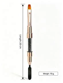 Dual-Ended Nail Art Brush & Spatula Pen Set, Rhinestone Handle Ombre Gradient Shading UV Gel Painting Brush & Cuticle Pusher Manicure Tools - Black and White - View 3