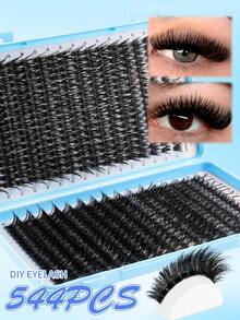 640/608/544 Clusters False Eyelashes Kit, With Lash Glue And Sealant, Tweezers, Brush, Mixed Lashes Easy To Use Beginner Friendly, Soft Natural Thick Classic Lash Extension Kit, Suitable For Daily, Wedding, Party, Cosplay Makeup - Multicolor - View 7