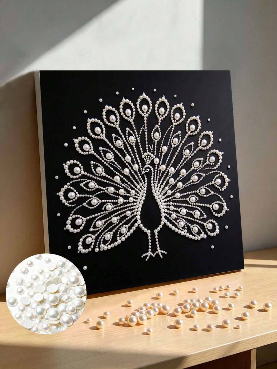 Handmade Pearl Painting Set, Pearl Peacock Pattern Design, Full Set Of Hand Tools, Wall Decoration, Holiday Gifts. - A - View 1