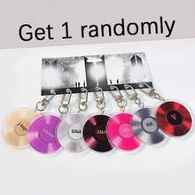 friendsheep 1pc Random Color BT-S Acrylic Keychain, K-Pop Merchandise, Vinyl Record Shaped Pendant, V All Members Names, Fan Support Collection Accessory, Bag Charm, Halloween Gift, Perfect Gift - Multicolor - View 1