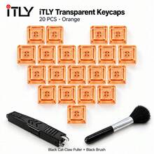Transparent Keycap 20Pcs Mixed Color 8 Colors XDA Profile Through Cross Stem With Grab Hook Style Switch Puller And Black Brush For Mechanical Keyboard DIY Build RGB Backlight - View 13