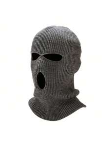 1pc 3-Hole Knitted Full Face Ski Mask, Warm Winter Knitted Balaclava Hat For Outdoor Sports - Multicolor - View 6