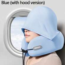 1pc Car Interior U-Shaped Neck Pillow With Hood, Portable Travel Neck Support Memory Foam Travel Pillow, Foldable And Storable U-Shaped - A - View 10