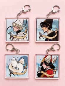 1pc/4pcs Witch Hat Atelier Acrylic Keychain, Square Pendant, Lightweight Backpack Key Charm, Fantasy Art Style Key Accessory, Suitable For Manga Lovers, Teenagers Collection And Gifts - Multicolor - View 6