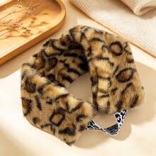 1pc Leopard Print Mink Fur Headband, Autumn/Winter Sweet Cool Leopard Print Plush Hairband, Faux Fur Thickened Warm Street Style Headband - Multicolor - View 6