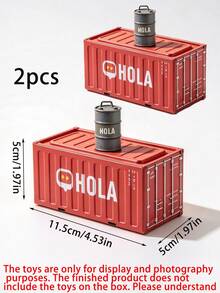 1/2/3pcs Metal Mini Shipping Container Storage Box, Vintage Industrial Cargo Container Shaped Tin Box, Desktop Organizer For Small Stuff, Retro Tabletop Decor Gift - Multicolor - View 24