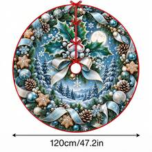 1 buah Alas Pohon Natal Motif Hutan Cahaya Bulan Biru Es, Dekorasi Liburan Elegan, 5 Ukuran, Hadiah Liburan Unisex, Cocok Untuk Dekorasi Natal di Rumah dan Pesta - Hutan Biru Es yang Diterangi Cahaya Bulan - View 11