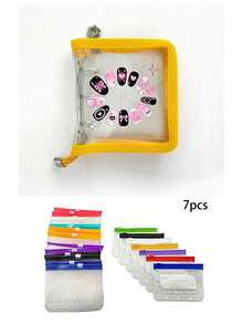 Nail Art Storage Bag, Mini 3-Ring Zipper Binder, Nail Tool Organizer (Nail Pusher, Small Nail File), Shiny PVC Photo Card Holder, Portable Card Collection Album, Also Works As Cash Budget Envelope, Lightweight And Space-Saving For Nail Display And Card Organization, Designed For Collectors And Nail Professionals, Perfect For Back To School And Holidays, Thoughtful Gift For Yourself Or Friends, Provides A Neat Home For Nail Samples And Collection Cards - Multicolor - View 15