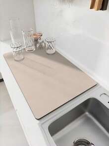 Solid Kitchen Draining Mat, Super Absorbent, Dish Draining Mat, Non-Slip Quick-Drying Mat, Faucet Placemat, Non-Slip Kitchen Mat, Suitable For Sink Side, Natural And Hygienic, A Must-Have For Home And Kitchen Decoration, And Part Of Your Warm Autumn - Khaki - View 2