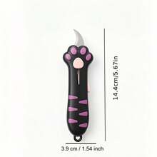 2pcs Set (1pc Cute Cat Paw Retractable Utility Knife + 1pc Lanyard) Portable Curved Blade Box Opener, Non-Slip Handle, Suitable For Home Package Unboxing, Crafting, Back To School And Office Desk Accessories - Multiple Styles - View 9
