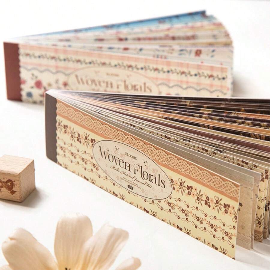 45pcs, Sticker Book, Floral Pattern Series Planner Material DIY Stickers, Vintage Floral Element Sticker Book, Exquisite Pattern Planner Material Stickers, Decorative Planner Scrapbook Aesthetic Sketchbook Creative Handmade DIY Collage Card Material, Office And School Supplies - one-size - View 1