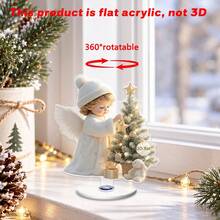1/3pcs Acrylic Angel Rotating Ornament With Christmas Tree And Glowing Star Design, Suitable For Home, Office, Indoor Or Outdoor Use, Children's Room Decor, Christmas Decoration, 2D - Rotating Ornament - View 8