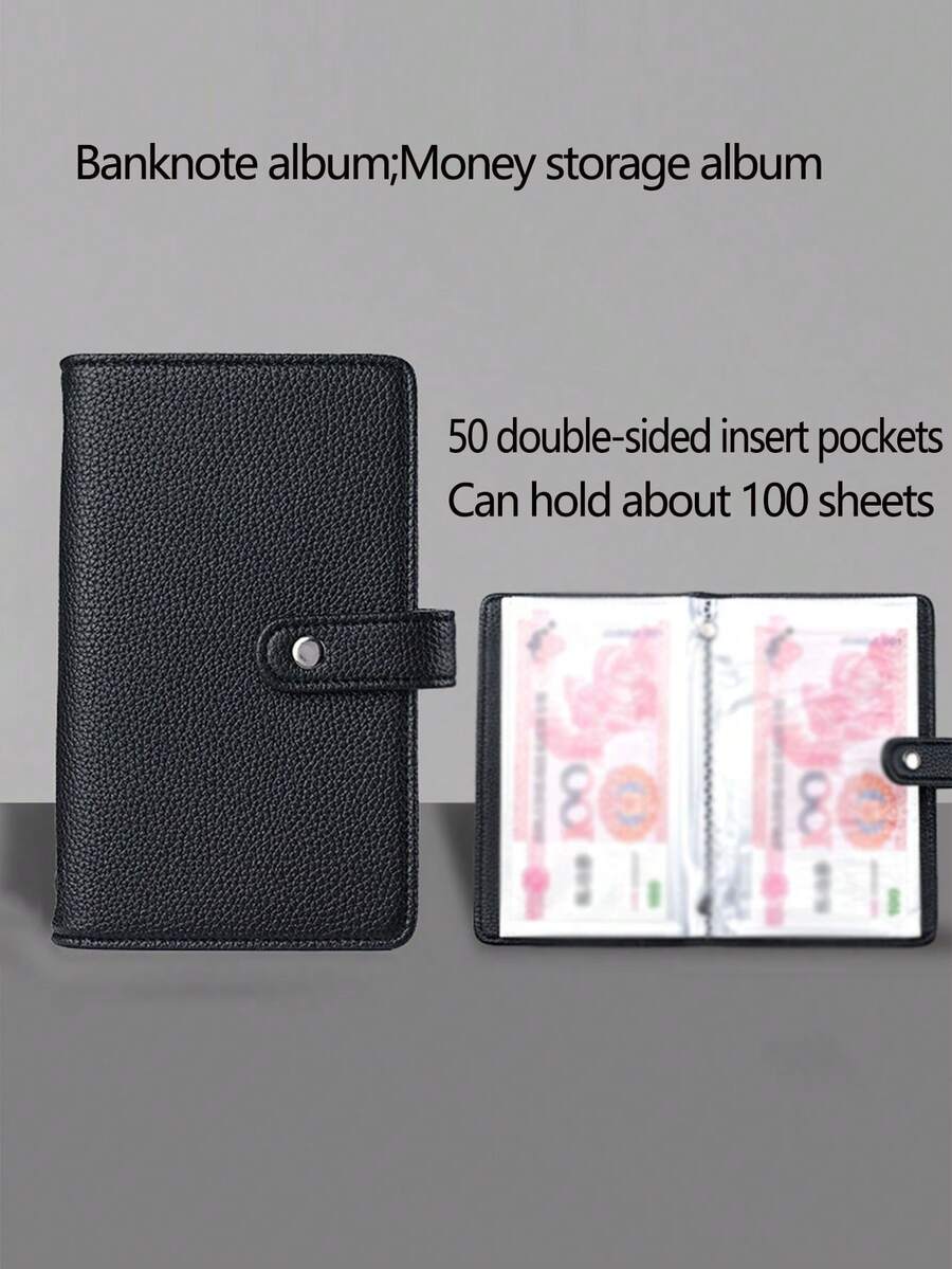 Buku dan Dompet Tabungan Uang Tunai Baru; Album Penyimpanan Uang Tunai; Buku Catatan Pembukuan Kecil; Buku Tabungan Uang; Dapat Menyimpan Uang Tunai dan Uang Kertas. - Hitam - View 1