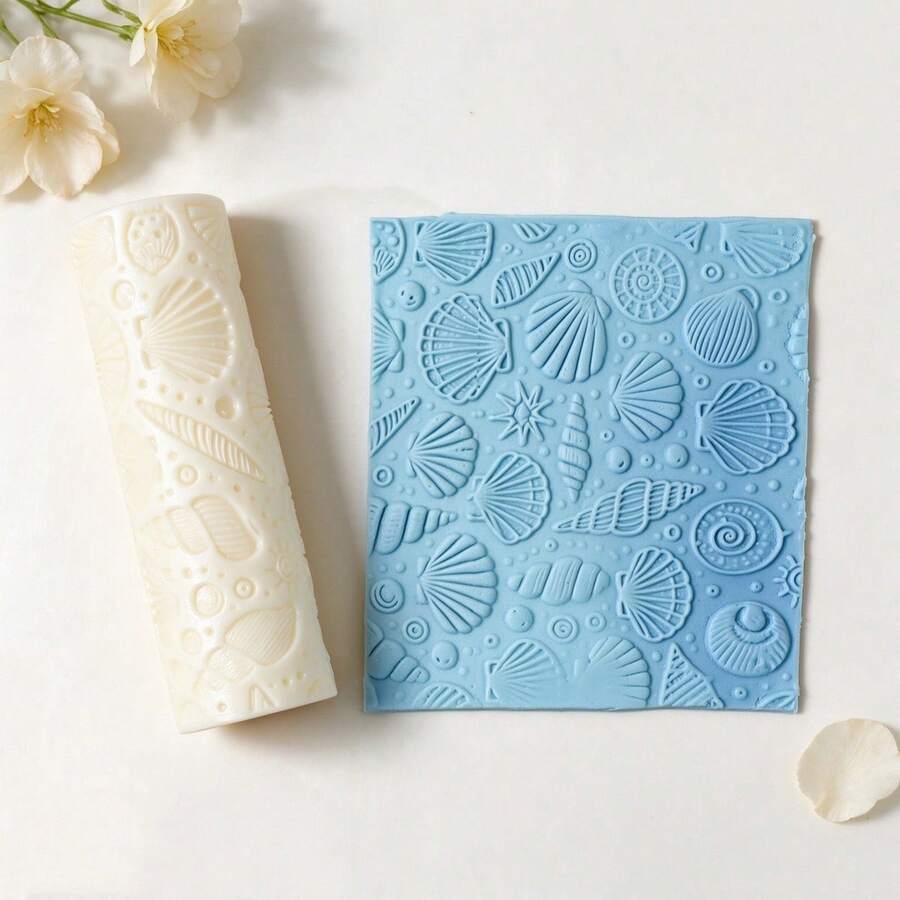 1PC Shell Textured Polymer Clay Embossing Roller Perfect For Making Clay Earrings Ocean Conch Pattern Embossing Tool Wedding Favors For Pottery Beginners. Creative Design Suitable For Clay Projects