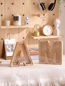 Wooden Large Letter Piggy Bank, Letter Initial Coin Bank, Coin Storage, Birthday, Christmas, Holiday Fun Gift - Multicolor - View 6