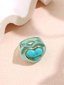 Cincin Hati Resin Warna-warni Gaya Harajuku Y2K Kreatif, Cocok Sebagai Hadiah Untuk Keluarga dan Teman - MultiWarna - View 12