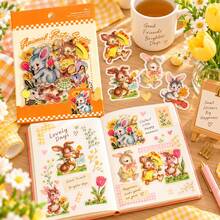 Animal Party Series Gold Foil PET Sticker Pack, Vintage American Cartoon Rabbit, Elephant, Horse Elements Planner Stickers, DIY Decorative Stickers - Multicolor - View 5