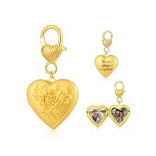 1pc Personalized Gold Heart-Shaped Photo Frame Keychain, Heart-Shaped Photo Frame Keychain, Bag Pendant, Openable Photo Frame, Christmas Gift For Her, Memorial Gift For Mom, Birthday Gift - Multicolor - View 7
